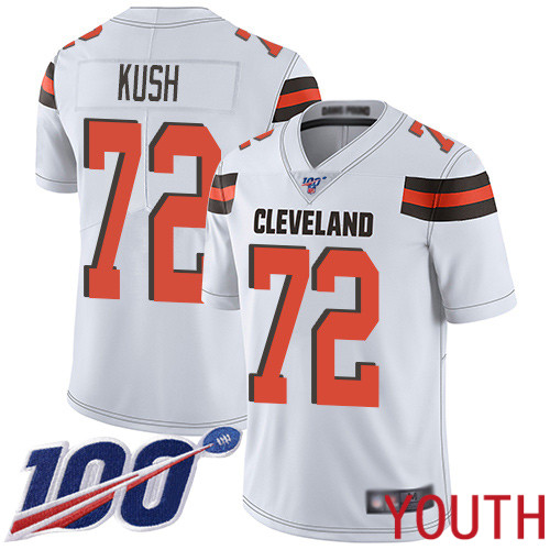 Cleveland Browns Eric Kush Youth White Limited Jersey #72 NFL Football Road 100th Season Vapor Untouchable